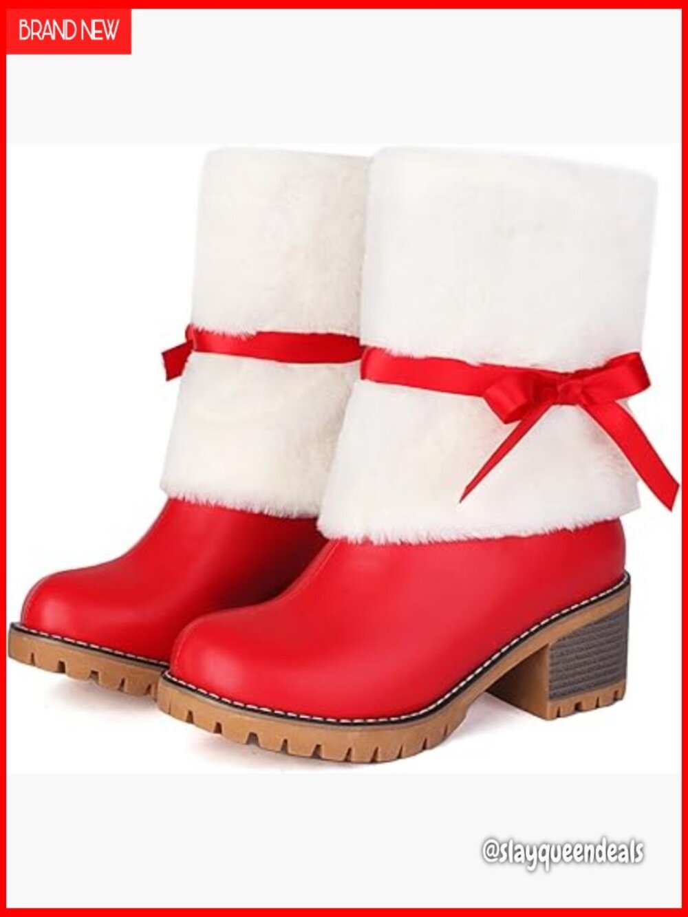 Women's Leather Chunky Heel Ankle Boots Fur Lined Round Toe Anti-Slip Winter